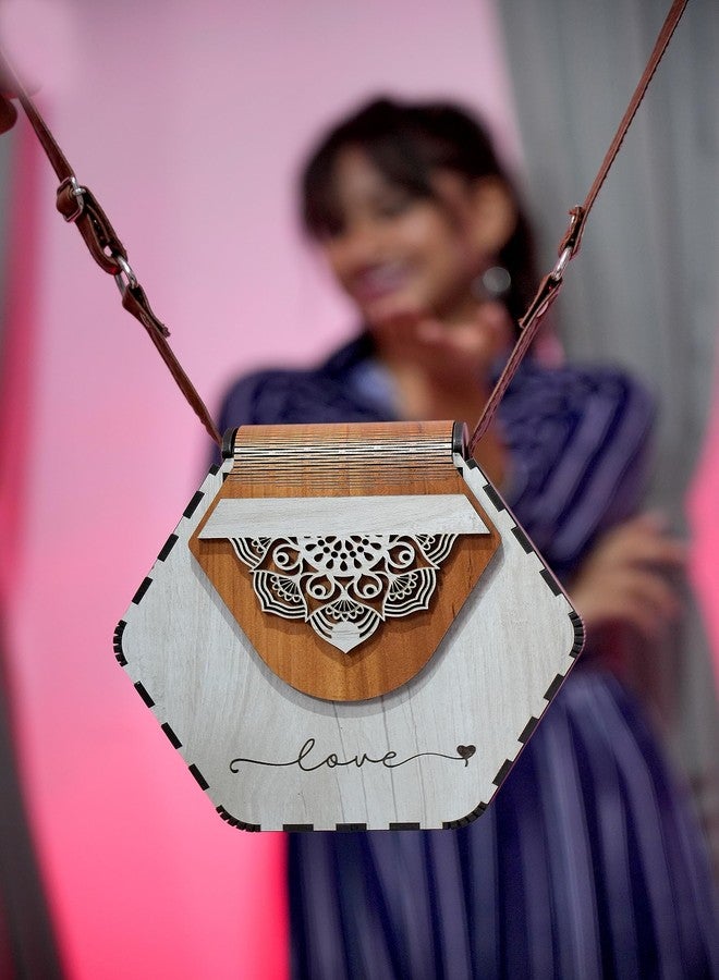 Adrohai Wooden Handbag for Women Wooden Purse Clutch Bag Ladies Wallet Wooden Lightweight Unique Purse Handbags for Women Girls One Shoulder Cross Body Bag Women (White) - Image 5